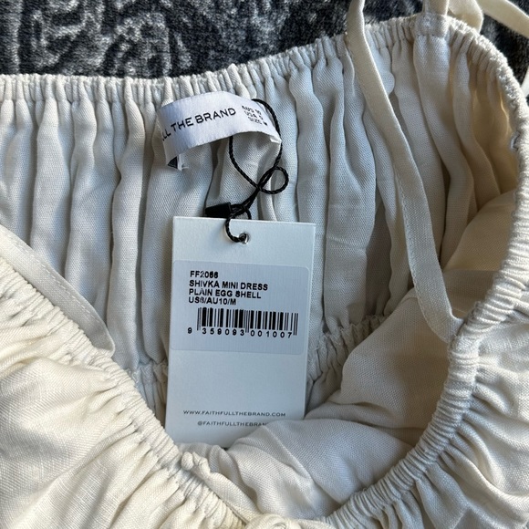 Faithfull The Brand Shivka Mini Dress in Plain Egg Shell Size US 6 - Picture 8 of 11